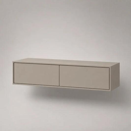 Mobile bagno sospeso sottolavabo in MDF tortora opaco con 2 cassetti, 120 x 45 x 40 cm