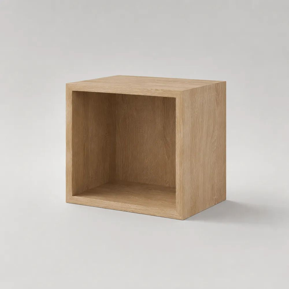 Modulo cubo quadrato per mobile TV in MDF impiallacciato, Rovere naturale, 40 x 35 x 40 cm