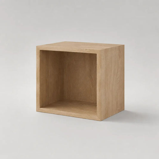 Modulo cubo quadrato per mobile TV in MDF impiallacciato, Rovere naturale, 40 x 35 x 40 cm
